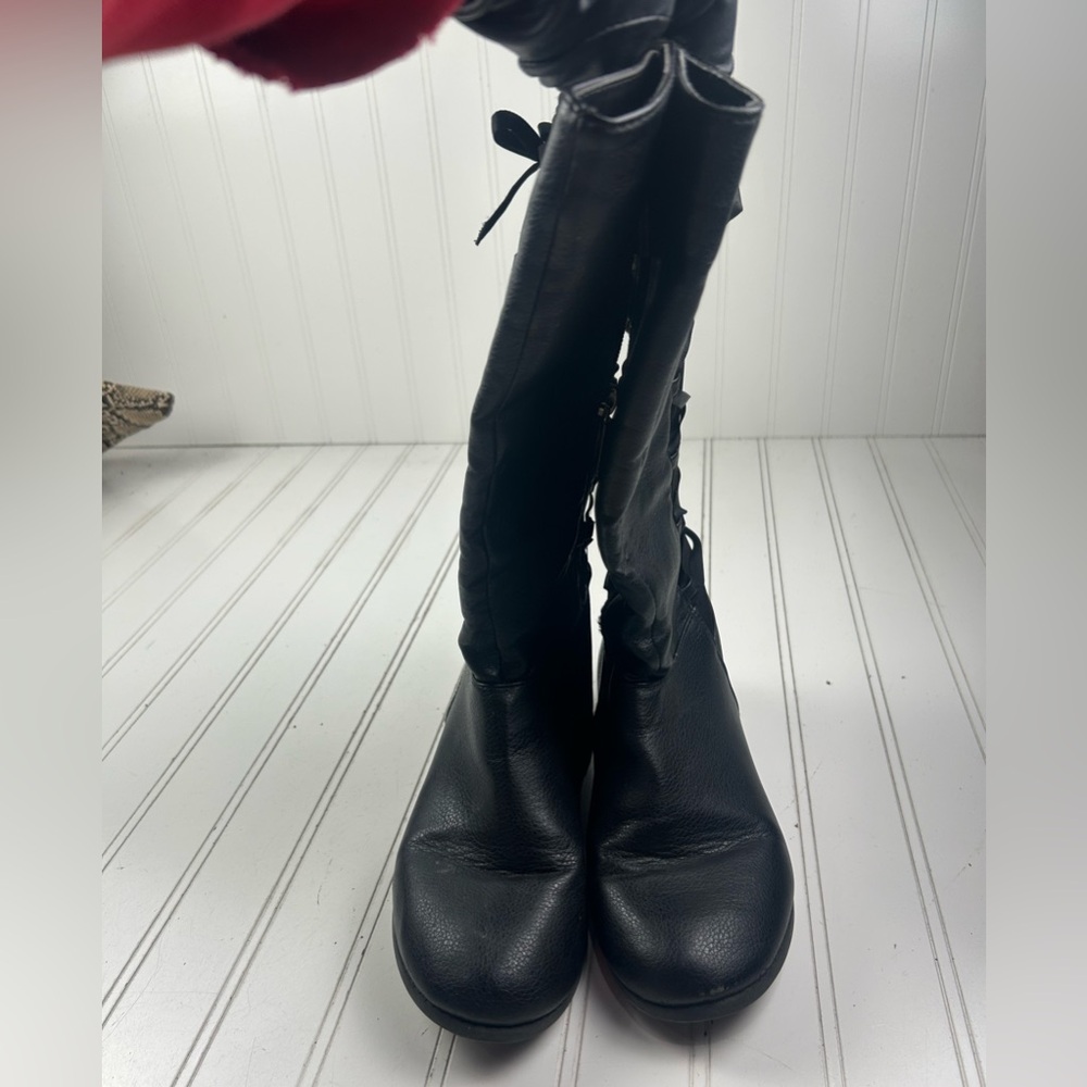 Michael Kors Black Leather Riding Girl’s Boots Size 4 - Picture 9 of 12